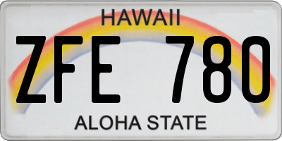 HI license plate ZFE780