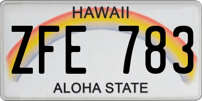 HI license plate ZFE783