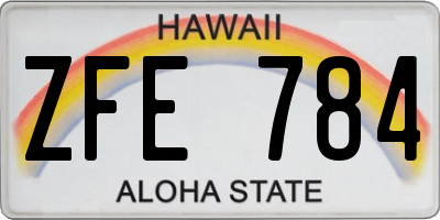 HI license plate ZFE784