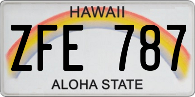 HI license plate ZFE787