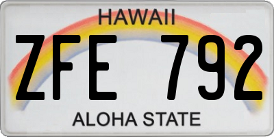 HI license plate ZFE792