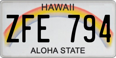 HI license plate ZFE794