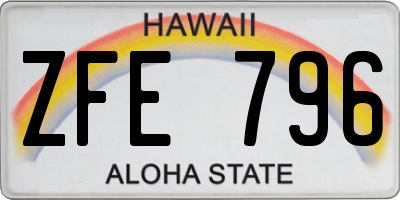 HI license plate ZFE796