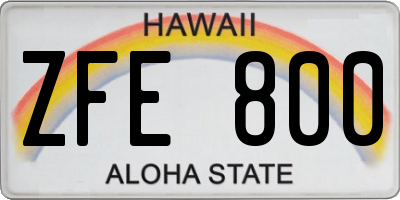 HI license plate ZFE800