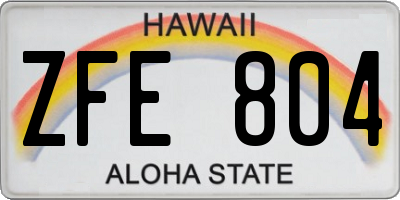 HI license plate ZFE804