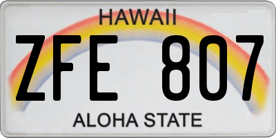 HI license plate ZFE807