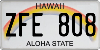 HI license plate ZFE808
