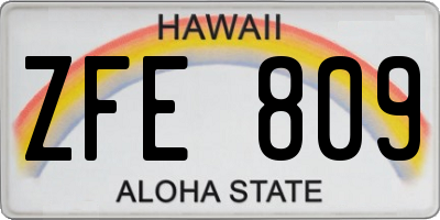 HI license plate ZFE809