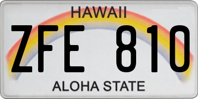HI license plate ZFE810