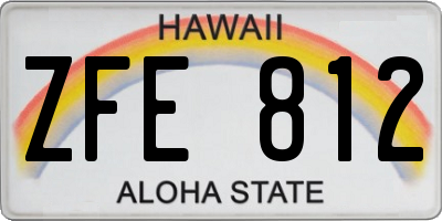 HI license plate ZFE812