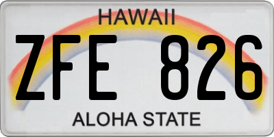 HI license plate ZFE826