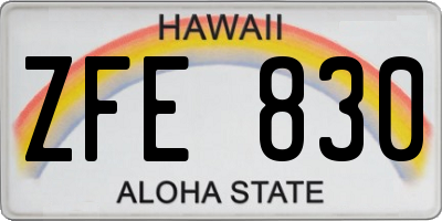HI license plate ZFE830
