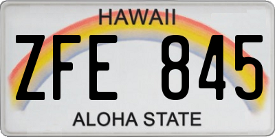 HI license plate ZFE845