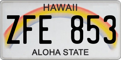 HI license plate ZFE853