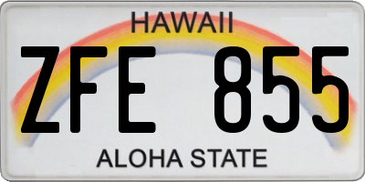 HI license plate ZFE855