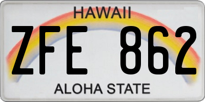 HI license plate ZFE862