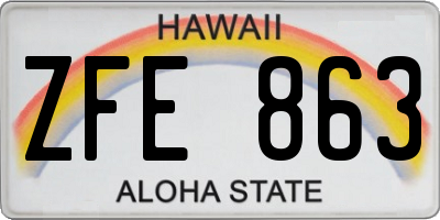 HI license plate ZFE863