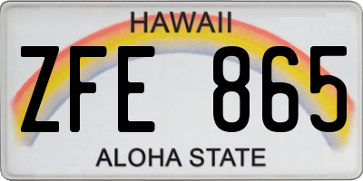HI license plate ZFE865
