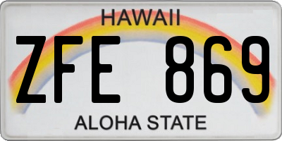 HI license plate ZFE869