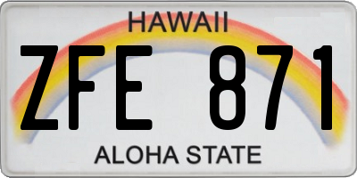 HI license plate ZFE871