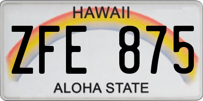 HI license plate ZFE875