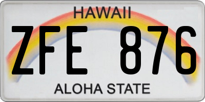HI license plate ZFE876