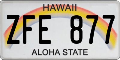 HI license plate ZFE877