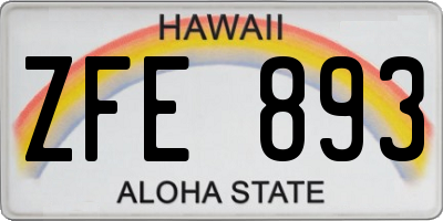 HI license plate ZFE893