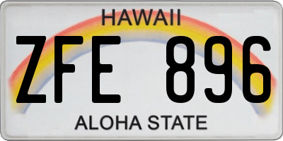 HI license plate ZFE896