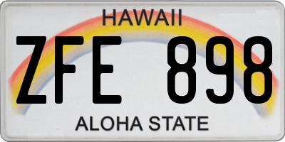 HI license plate ZFE898
