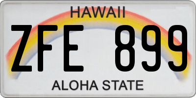 HI license plate ZFE899