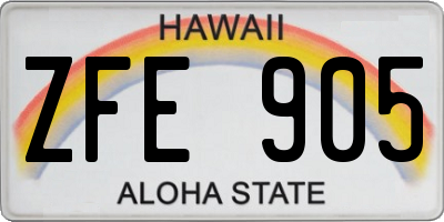 HI license plate ZFE905