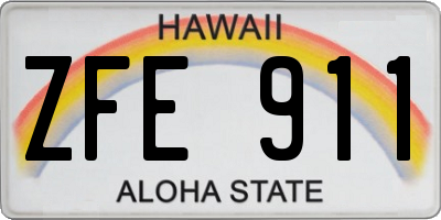 HI license plate ZFE911