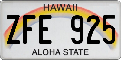 HI license plate ZFE925