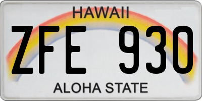HI license plate ZFE930