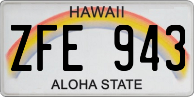 HI license plate ZFE943