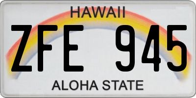 HI license plate ZFE945
