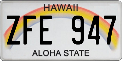 HI license plate ZFE947
