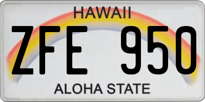HI license plate ZFE950