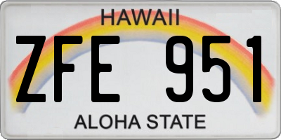 HI license plate ZFE951