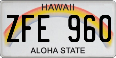 HI license plate ZFE960