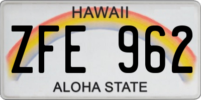 HI license plate ZFE962
