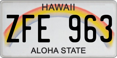 HI license plate ZFE963