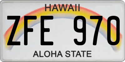 HI license plate ZFE970