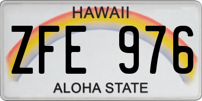 HI license plate ZFE976
