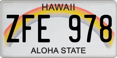 HI license plate ZFE978