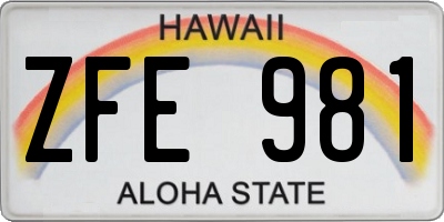 HI license plate ZFE981