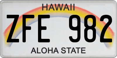 HI license plate ZFE982