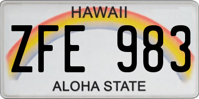 HI license plate ZFE983