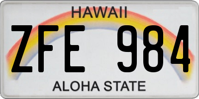 HI license plate ZFE984